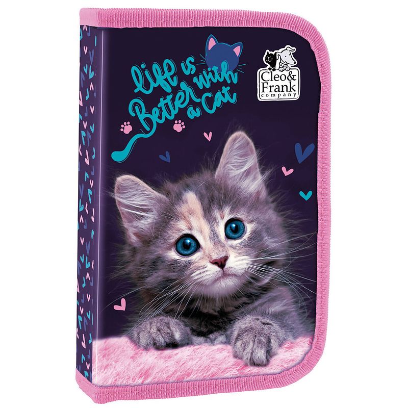 Foto van Cleo & frank etui meisjes 21 x 12 cm polyester blauw/roze