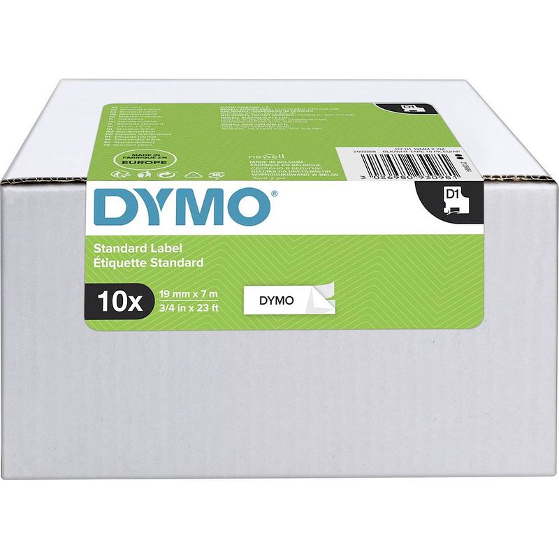 Foto van Labeltape set van 10 stuks dymo d1 2093098 tapekleur: wit tekstkleur:zwart 19 mm 7 m