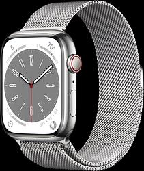 Foto van Apple watch series 8 4g 45mm zilver rvs milanese polsband