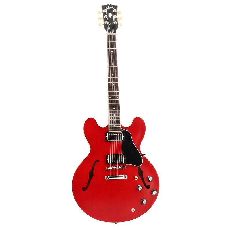 Foto van Gibson modern collection es-335 satin cherry semi-akoestische gitaar met koffer