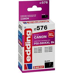 Foto van Edding cartridge vervangt canon pgi-580pgbk xxl compatibel single zwart edd-576 18-576