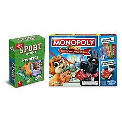 Foto van Spellenbundel - 2 stuks - kwartet sport weetjes & monopoly junior elektronisch bankieren