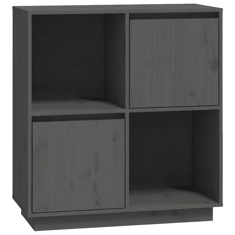 Foto van Vidaxl dressoir 74x35x80 cm massief grenenhout grijs