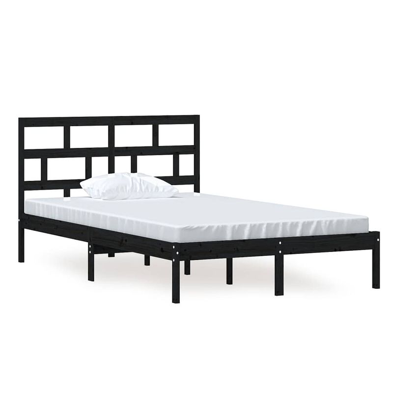 Foto van The living store bedframe - grenenhout - 205.5 x 126 x 100 cm - zwart