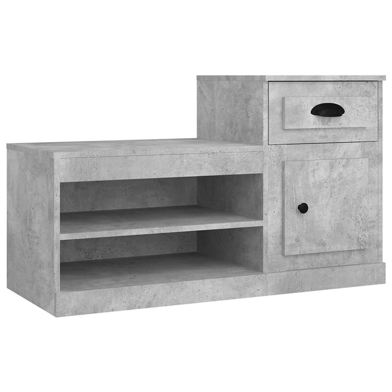 Foto van The living store schoenenkast - betongrijs - 100 x 42 x 60 cm - duurzaam hout - hoge en lage kast