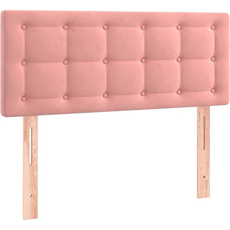 Foto van The living store boxspringbed - fluweel - pocketvering - middelharde ondersteuning - huidvriendelijke topmatras - roze