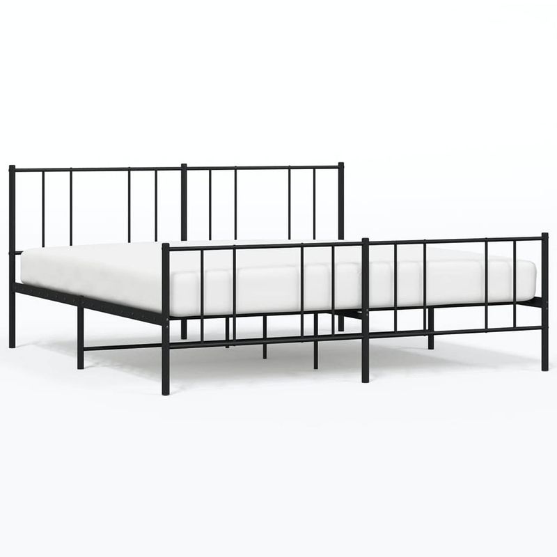 Foto van Vidaxl bedframe met hoofd- en voeteneinde metaal zwart 180x200 cm