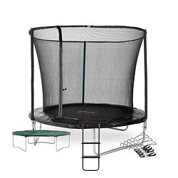 Foto van Plum fun trampoline met veiligheidsnet - zwart - 244 cm - inclusief hoes, ladder en verankeringsset