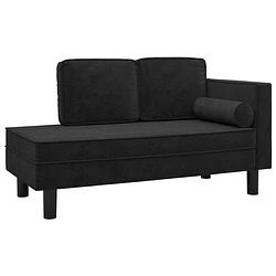 Foto van The living store chaise longue - fluweel - zwart - 118 x 55 x 57 cm - comfortabele zitting