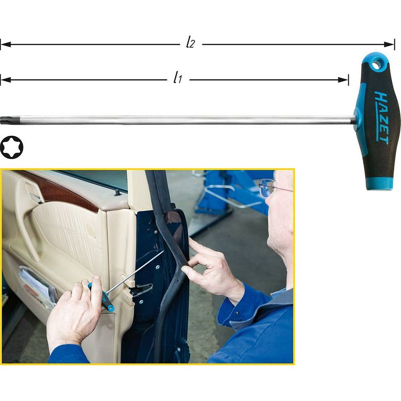 Foto van Hazet hazet werkplaats torx-schroevendraaier grootte t 20 koplengte: 200 mm