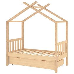 Foto van The living store kinderbed - boomhut-stijl - hout - 146x77x190 cm - met opberglade - massief grenenhout