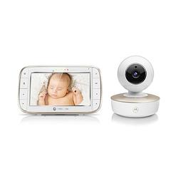 Foto van Motorola nursery baby monitor - vm 855 connect - wit/goud - met motorola nursery app - 5-inch ouderunit - nachtvisie