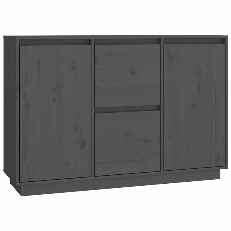 Foto van Vidaxl dressoir 111x34x75 cm massief grenenhout grijs