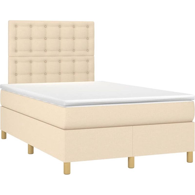 Foto van The living store boxspringbed - bed - 203 x 120 x 118/128 cm - crème - ademend en duurzaam