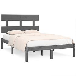 Foto van The living store houten bedframe - tijdloos ontwerp - bed - afmeting- 195.5 x 125.5 x 31 cm - kleur- grijs - ken-