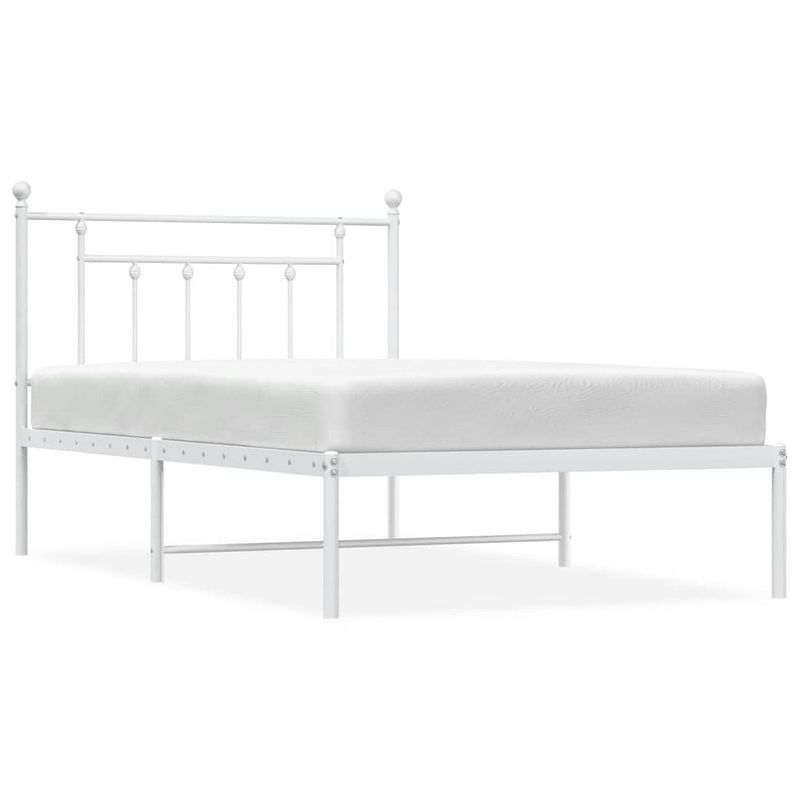 Foto van Vidaxl bedframe met hoofdbord metaal wit 107x203 cm