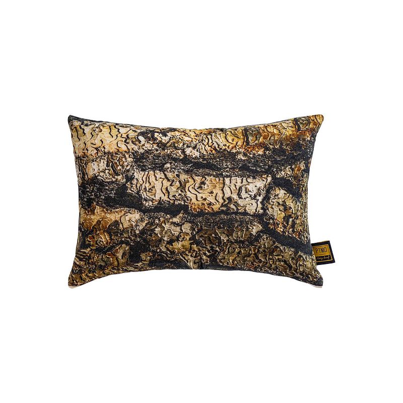 Foto van Ptmd rives brown cotton velvet cushion bark print l