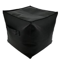 Foto van Cotton wood poef - black faux - 38x38x38 cm