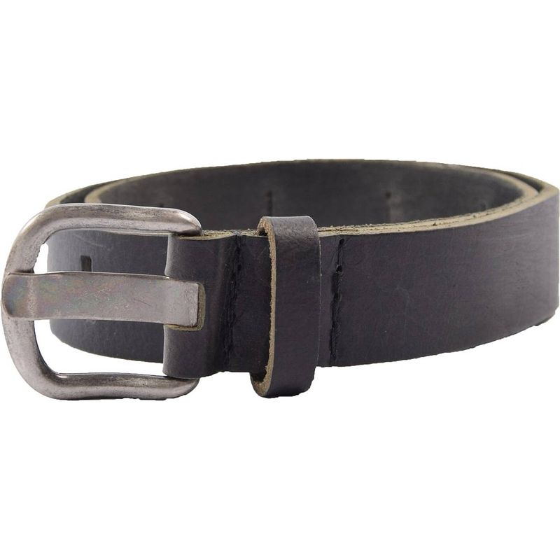 Foto van Kinderriem - riemen - streepjes - zwart- 3 cm - unisex - 100% leren - leder - riem maat 55