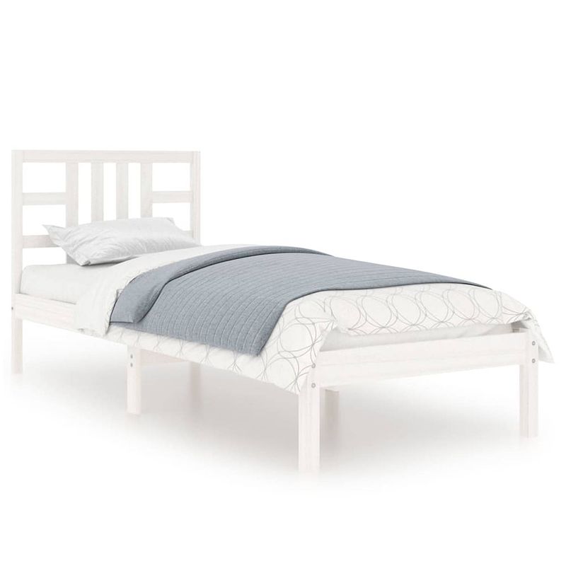 Foto van The living store bedframe grenenhout - klassiek - bed - 205.5 x 95.5 x 31 cm - wit