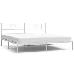 Foto van Vidaxl bedframe met hoofdbord metaal wit 180x200 cm