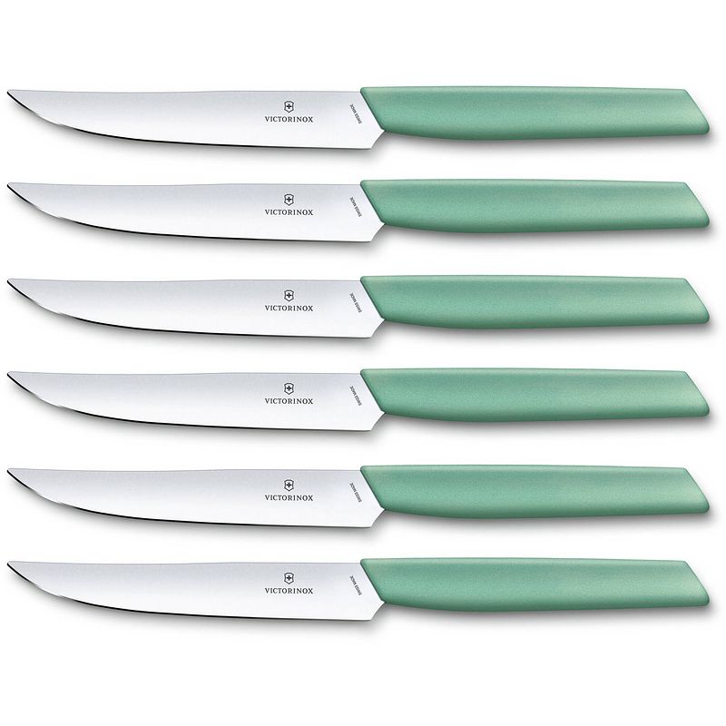 Foto van Swiss modern steakmessen - 6-delig - 12cm - mint groen