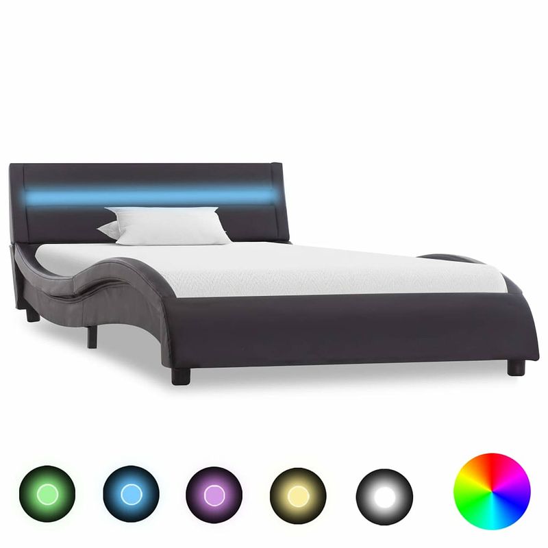 Foto van Vidaxl bedframe met led kunstleer zwart 100x200 cm