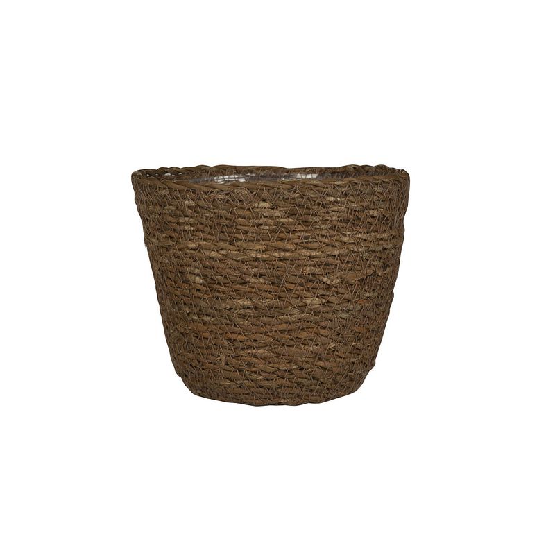 Foto van Plantenpot/bloempot van jute/zeegras diameter 15 cm en hoogte 12 cm camel bruin - plantenpotten