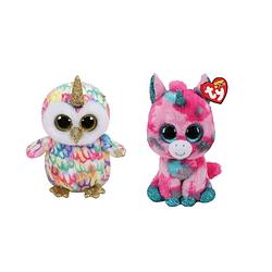 Foto van Ty - knuffel - beanie boo's - gumball unicorn & enchanted owl