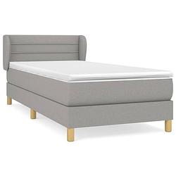 Foto van The living store boxspringbed - s - bedden - 203x93x78/88 cm - lichtgrijs stof - pocketvering matras - middelharde