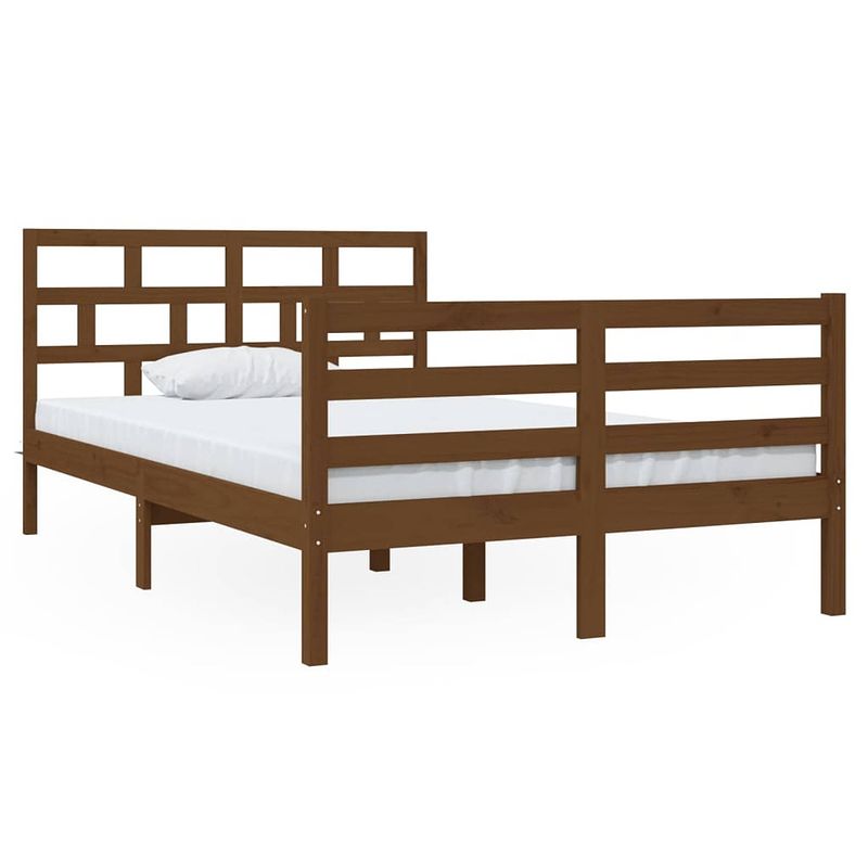 Foto van Vidaxl bedframe massief hout honingbruin 120x190 cm 4ft small double