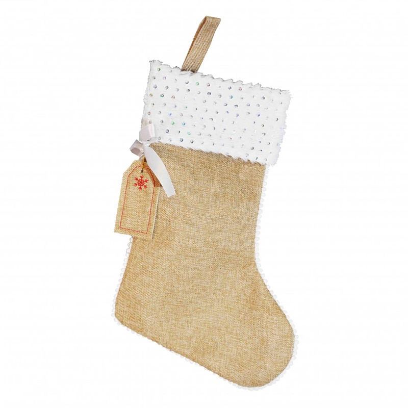 Foto van Kerstversiering kerstsokken van jute 45 cm - kerstsokken