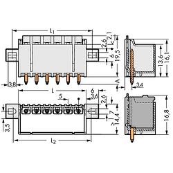 Foto van Wago 2092-1402/005-000 male behuizing-board 2092 totaal aantal polen: 2 rastermaat: 5 mm 200 stuk(s)