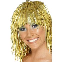 Foto van Smiffys dames folie carnaval pruik - goud kleur - disco/eighties - verkleedpruiken