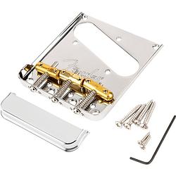 Foto van Fender 3-saddle top-load / string-through tele bridge gitaarbrug met gecompenseerde messing bullet brugzadels