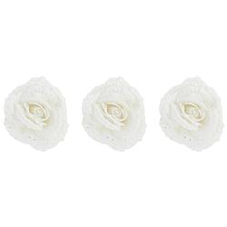 Foto van 4x stuks decoratie bloemen roos wit glitter op clip 18 cm - kersthangers