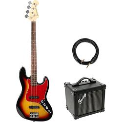 Foto van Fazley fjb218 sunburst elektrische basgitaar + versterker + kabel