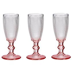 Foto van Luxe monaco serie champagneglazen set 6x stuks op roze voet 180 ml - champagneglazen