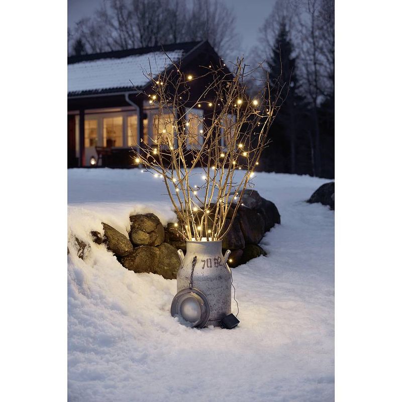 Foto van Konstsmide 3728-100 micro-lichtketting buiten werkt op batterijen aantal lampen 80 led warmwit