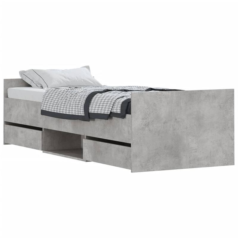 Foto van Vidaxl bedframe met hoofd- en voeteneinde betongrijs 75x190 cm