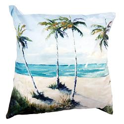 Foto van Clayre & eef kussenhoes 45*45 cm blauw groen polyester vierkant palmbomen sierkussenhoes kussen blauw sierkussenhoes