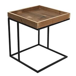 Foto van Clayre & eef bijzettafel 64716 40*40*45 cm - zwart ijzer, hout zwart side table tafeltje