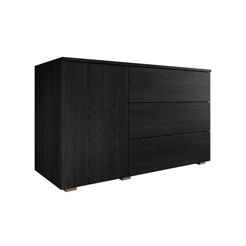 Foto van Meubella dressoir pure - 111 cm - zwart eiken