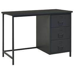 Foto van Vidaxl bureau industrieel met lades 105x52x75 cm staal antracietkleur