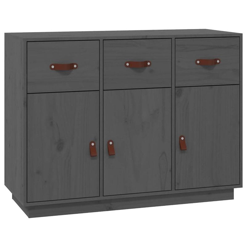 Foto van Vidaxl dressoir 100x40x75 cm massief grenenhout grijs