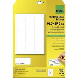 Foto van Sigel la210 etiketten 63.5 x 29.6 mm papier wit 675 stuk(s) weer verwijderbaar universele etiketten 25 vel din a4