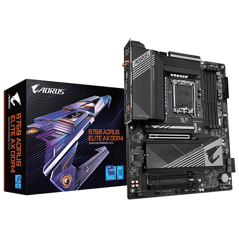 Foto van Gigabyte b760 aorus elite ax ddr4 (rev. 1.0) moederbord socket intel 1700 vormfactor atx moederbord chipset intel® b760 express