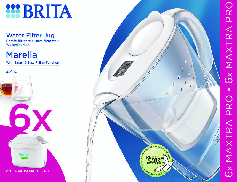 Foto van Brita marella waterfilterkan wit + 6 maxtra filterpatronen