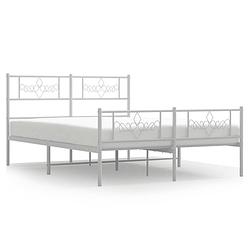 Foto van Vidaxl bedframe met hoofd- en voeteneinde metaal wit 135x190 cm