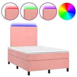 Foto van Vidaxl boxspring met matras en led fluweel roze 120x200 cm